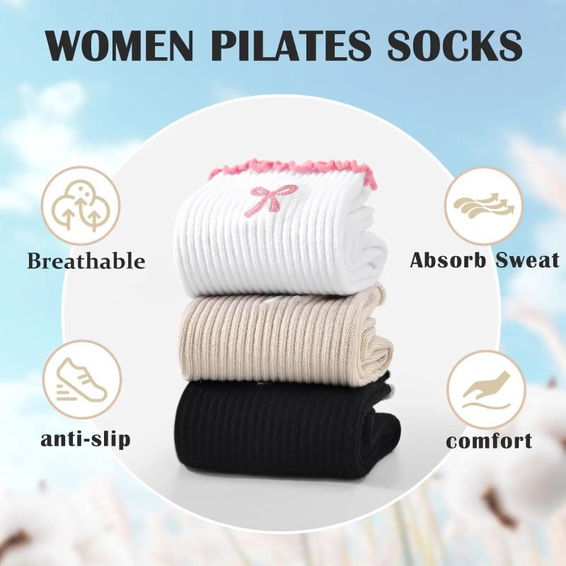 Pilates & Yoga Knokke - 프로페셔널 요가 양말, 면 스트랩 실리콘