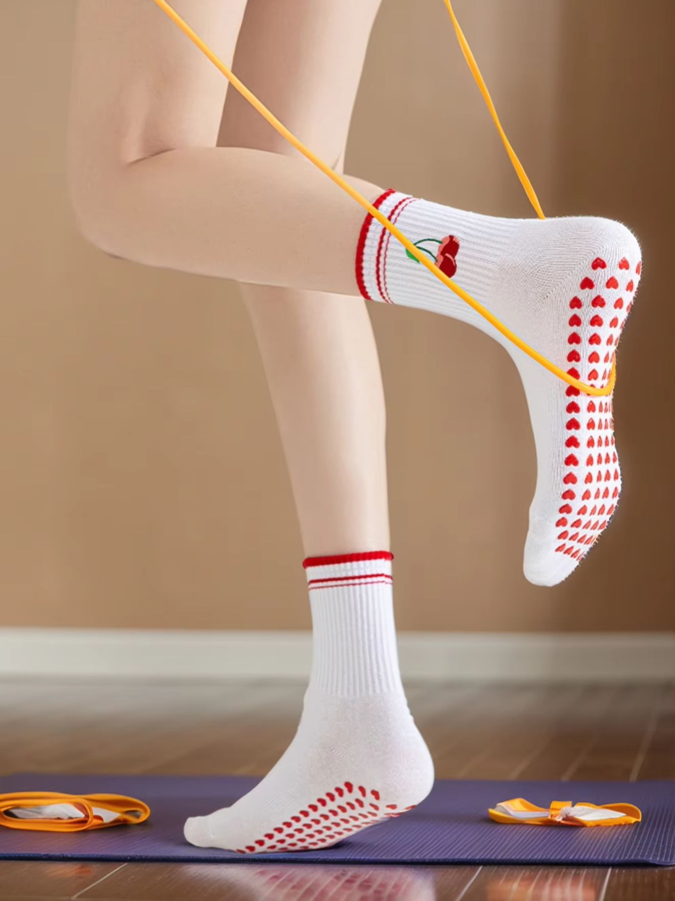 Pilates Yoga Fitness - 1쌍 크로스보더 전문 요가 양말, 면
