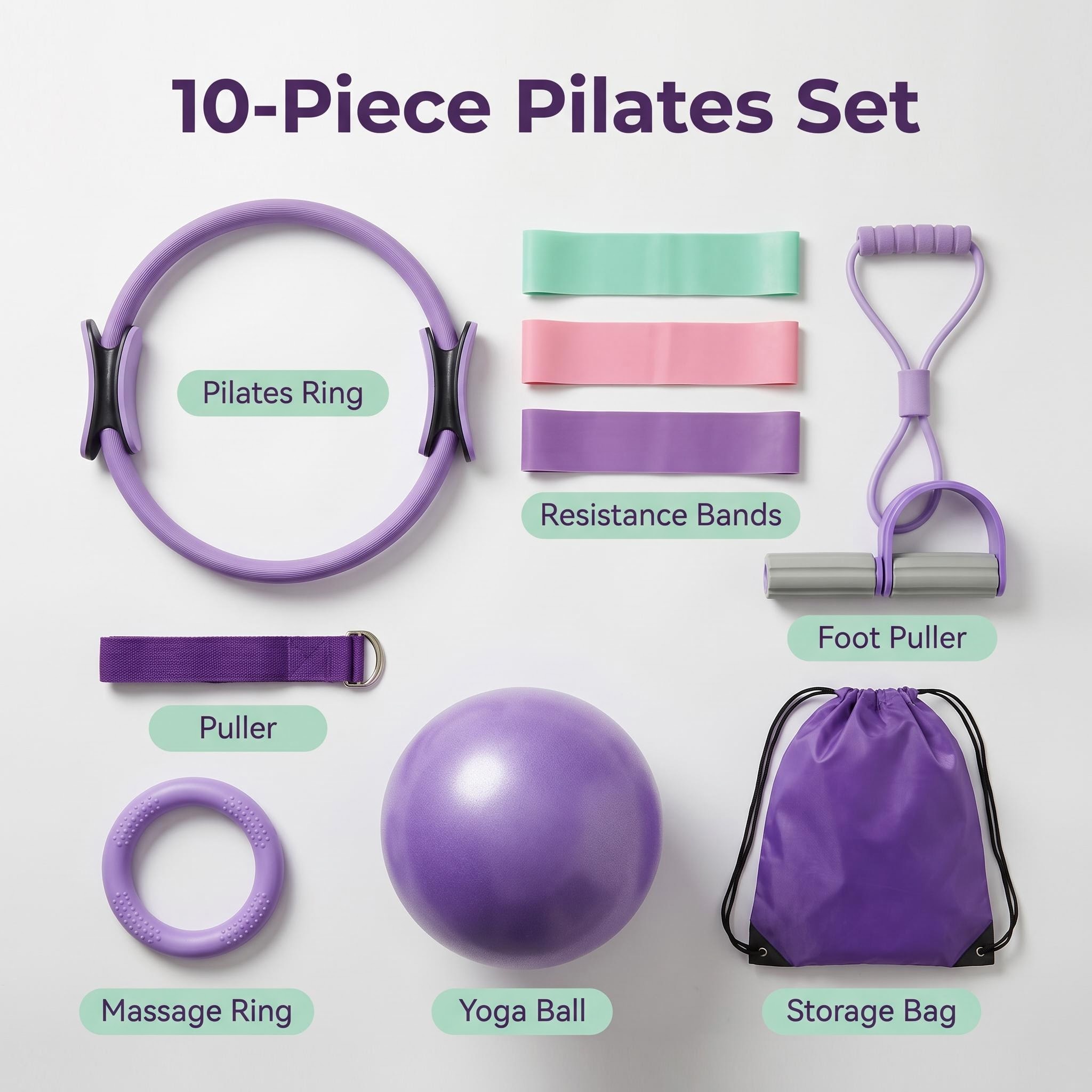 새로운 요가 필라테스 콤보 세트 10개의 저항 밴드와  - Pilates Yoga Combo 리뷰 및 가격