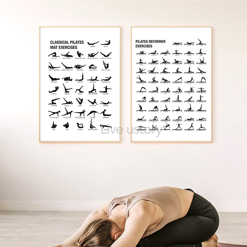 프레임리스 필라테스 운동 차트 포스터 캔버스 프린트,  - Pilates Yoga Fitness 리뷰 및 가격