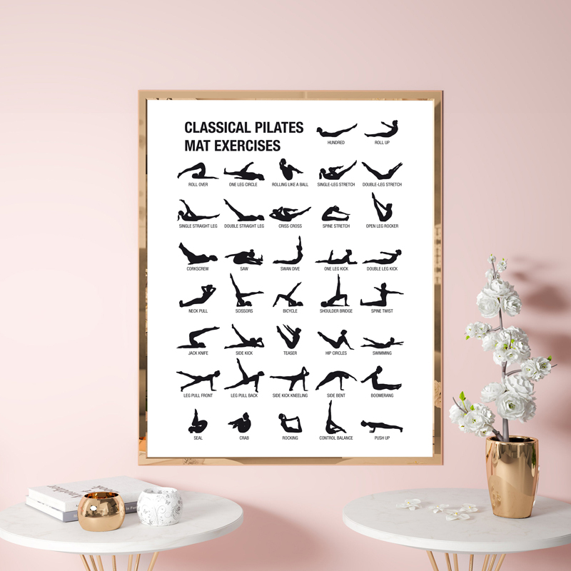 프레임리스 필라테스 운동 차트 포스터 캔버스 프린트,  - Pilates Yoga Fitness 리뷰 및 가격